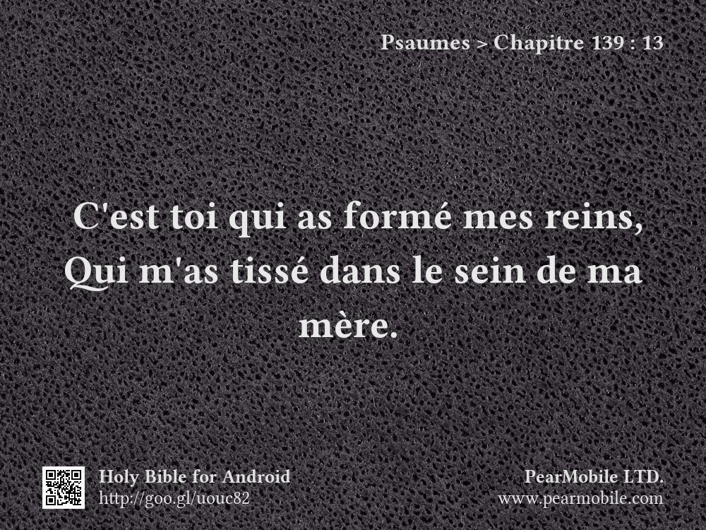 Psaumes, Chapitre 139:13